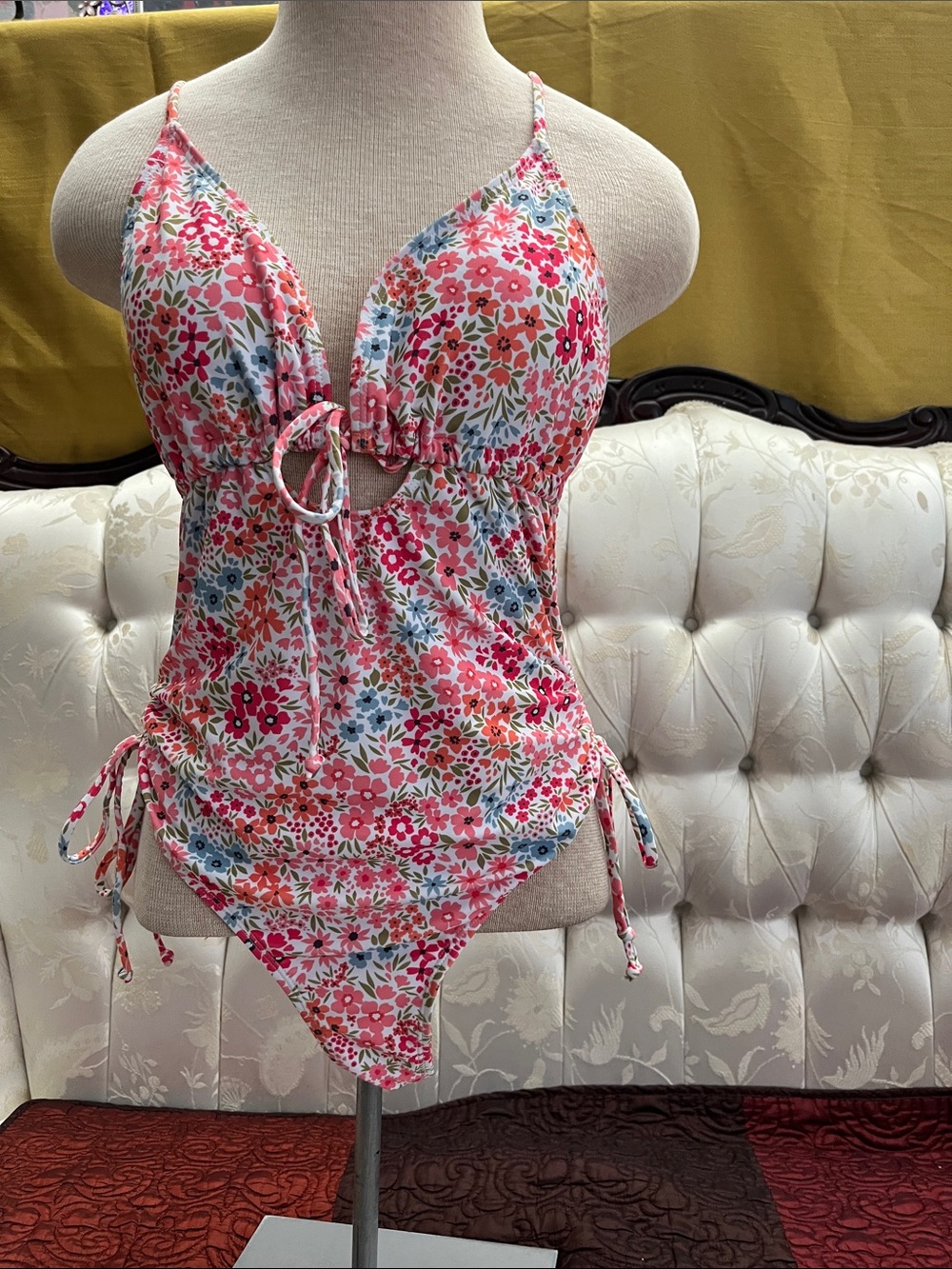Source Unknown Pink Floral One-Piece Swimwear. NWOT